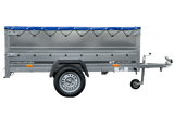 Anhänger mit faltbarer Deichsel GARDEN TRAILER 230 KIPP mit zusätzlichen Bordwänden, Stützrad und blauer Flachplane-Neu