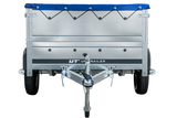 Anhänger mit faltbarer Deichsel GARDEN TRAILER 230 KIPP mit zusätzlichen Bordwänden, Stützrad und blauer Flachplane-Neu