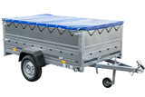 Anhänger mit faltbarer Deichsel GARDEN TRAILER 230 KIPP mit zusätzlichen Bordwänden, Stützrad und blauer Flachplane-Neu