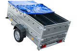 Anhänger mit faltbarer Deichsel GARDEN TRAILER 230 KIPP mit zusätzlichen Bordwänden, Stützrad und blauer Flachplane-Neu