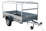 Auto Anhänger 230×125 Garden Trailer 230 KIPP Unitrailer 750 kg mit Stützrad, blauer Hochplane und Hochspriegel-Neu