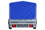 Auto Anhänger 230×125 Garden Trailer 230 KIPP Unitrailer 750 kg mit Stützrad, blauer Hochplane und Hochspriegel-Neu