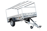 Auto Anhänger 230×125 Garden Trailer 230 KIPP Unitrailer 750 kg mit Stützrad, blauer Hochplane und Hochspriegel-Neu
