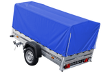 Auto Anhänger 230×125 Garden Trailer 230 KIPP Unitrailer 750 kg mit Stützrad, blauer Hochplane und Hochspriegel-Neu