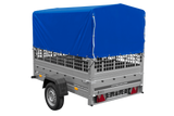 Autoanhänger 200×125 UNITRAILER GARDEN 201 KIPP mit Netzseitenwänden, H-800 Rahmen und grauer Plane-Neu