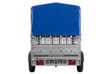 Autoanhänger 200×125 UNITRAILER GARDEN 201 KIPP mit Netzseitenwänden, H-800 Rahmen und grauer Plane-Neu