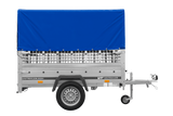 Autoanhänger 200×125 UNITRAILER GARDEN 201 KIPP mit Netzseitenwänden, H-800 Rahmen und grauer Plane-Neu
