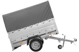 Autotransportanhänger 200×125 UNITRAILER GARDEN 201 KIPP mit BIS-Seitenwänden, H-800-Rahmen und grauer Plane-Neu