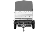 Autotransportanhänger 200×125 UNITRAILER GARDEN 201 KIPP mit BIS-Seitenwänden, H-800-Rahmen und grauer Plane-Neu