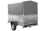 Autotransportanhänger 200×125 UNITRAILER GARDEN 201 KIPP mit BIS-Seitenwänden, H-800-Rahmen und grauer Plane-Neu