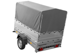 Autotransportanhänger 200×125 UNITRAILER GARDEN 201 KIPP mit BIS-Seitenwänden, H-800-Rahmen und grauer Plane-Neu