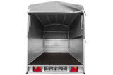 Autotransportanhänger 200×125 UNITRAILER GARDEN 201 KIPP mit BIS-Seitenwänden, H-800-Rahmen und grauer Plane-Neu