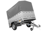 Autotransportanhänger 200×125 UNITRAILER GARDEN 201 KIPP mit BIS-Seitenwänden, H-800-Rahmen und grauer Plane-Neu