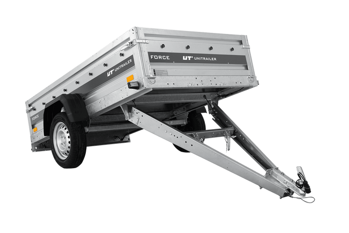 Ungebremster Anhänger 230×125 UNITRAILER FORCE 230 KIPP mit H-1100 Spriegel und blauer Hochplane-Neu
