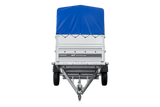 Autotransportanhänger 230×125 UNITRAILER FORCE 230 KIPP mit BIS-Seitenwänden, H-800-Rahmen und blauer Plane-Neu