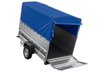 Autotransportanhänger 230×125 UNITRAILER FORCE 230 KIPP mit BIS-Seitenwänden, H-800-Rahmen und blauer Plane-Neu
