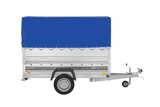 Autotransportanhänger 230×125 UNITRAILER FORCE 230 KIPP mit BIS-Seitenwänden, H-800-Rahmen und blauer Plane-Neu