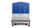 Autotransportanhänger 230×125 UNITRAILER FORCE 230 KIPP mit BIS-Seitenwänden, H-800-Rahmen und blauer Plane-Neu