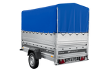 Autotransportanhänger 230×125 UNITRAILER FORCE 230 KIPP mit BIS-Seitenwänden, H-800-Rahmen und blauer Plane-Neu
