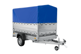 Autotransportanhänger 230×125 UNITRAILER FORCE 230 KIPP mit BIS-Seitenwänden, H-800-Rahmen und blauer Plane-Neu