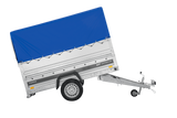Autotransportanhänger 230×125 UNITRAILER FORCE 230 KIPP mit BIS-Seitenwänden, H-800-Rahmen und blauer Plane-Neu