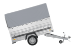 Autotransportanhänger 230×125 UNITRAILER FORCE 230 KIPP mit BIS-Seitenwänden, H-800-Rahmen und grauer Plane-Neu
