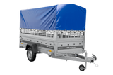 Autotransportanhänger 264×125 UNITRAILER FORCE 264 KIPP mit Gitterwänden, H-800 Rahmen und blauer Plane-Neu