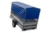 Autotransportanhänger 264×125 UNITRAILER FORCE 264 KIPP mit Gitterwänden, H-800 Rahmen und blauer Plane-Neu