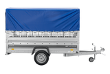 Autotransportanhänger 264×125 UNITRAILER FORCE 264 KIPP mit Gitterwänden, H-800 Rahmen und blauer Plane-Neu