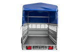 Autotransportanhänger 264×125 UNITRAILER FORCE 264 KIPP mit Gitterwänden, H-800 Rahmen und blauer Plane-Neu