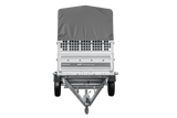 Autotransportanhänger 264×125 UNITRAILER FORCE 264 KIPP mit Gitterwänden, H-800 Rahmen und grauer Plane-Neu