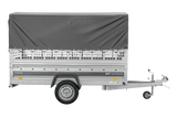 Autotransportanhänger 264×125 UNITRAILER FORCE 264 KIPP mit Gitterwänden, H-800 Rahmen und grauer Plane-Neu