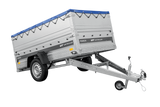 Autotransportanhänger auf Federn 230×125 UNITRAILER FORCE 230/R KIPP mit BIS-Seitenwänden, H-0-Rahmen und blauer Plane-Neu