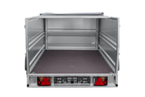 Autotransportanhänger auf Federn 230×125 UNITRAILER FORCE 230/R KIPP mit BIS-Seitenwänden, H-0-Rahmen und grauer Plane-Neu
