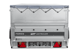 Autotransportanhänger auf Federn 230×125 UNITRAILER FORCE 230/R KIPP mit BIS-Seitenwänden, H-0-Rahmen und grauer Plane-Neu