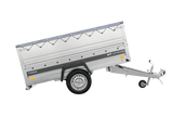 Autotransportanhänger auf Federn 230×125 UNITRAILER FORCE 230/R KIPP mit BIS-Seitenwänden, H-0-Rahmen und grauer Plane-Neu