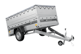 Autotransportanhänger auf Federn 230×125 UNITRAILER FORCE 230/R KIPP mit BIS-Seitenwänden, H-0-Rahmen und grauer Plane-Neu