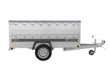 Autotransportanhänger auf Federn 230×125 UNITRAILER FORCE 230/R KIPP mit BIS-Seitenwänden, H-0-Rahmen und grauer Plane-Neu
