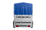 Autotransportanhänger auf Federn 230×125 UNITRAILER FORCE 230/R KIPP mit Gitterwänden, H-800 Rahmen und blauer Plane-Neu