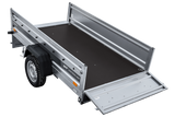 Autotransportanhänger auf Federn 230×125 UNITRAILER FORCE 230/R KIPP mit Gitterwänden, H-800 Rahmen und grauer Plane-Neu