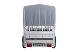 Autotransportanhänger auf Federn 230×125 UNITRAILER FORCE 230/R KIPP mit Gitterwänden, H-800 Rahmen und grauer Plane-Neu