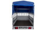 Autotransportanhänger auf Federn 264×125 UNITRAILER FORCE 264/R KIPP mit Gitterwänden, H-800 Rahmen und blauer Plane-Neu