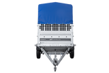 Autotransportanhänger auf Federn 264×125 UNITRAILER FORCE 264/R KIPP mit Gitterwänden, H-800 Rahmen und blauer Plane-Neu