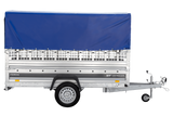Autotransportanhänger auf Federn 264×125 UNITRAILER FORCE 264/R KIPP mit Gitterwänden, H-800 Rahmen und blauer Plane-Neu