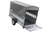 Autotransportanhänger auf Federn 264×125 UNITRAILER FORCE 264/R KIPP mit Gitterwänden, H-800 Rahmen und grauer Plane-Neu