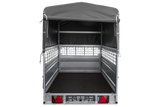 Autotransportanhänger auf Federn 264×125 UNITRAILER FORCE 264/R KIPP mit Gitterwänden, H-800 Rahmen und grauer Plane-Neu
