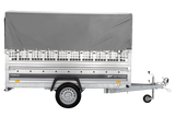 Autotransportanhänger auf Federn 264×125 UNITRAILER FORCE 264/R KIPP mit Gitterwänden, H-800 Rahmen und grauer Plane-Neu