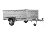 Autotransportanhänger auf Federn 264×150 UNITRAILER GARDEN 265/R KIPP mit BIS-Seitenwänden, H-0-Rahmen und grauer Plane-Neu