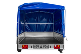 Autotransportanhänger auf Federn 264×150 UNITRAILER GARDEN 265/R KIPP mit H-1100 Rahmen und blauer Plane-Neu