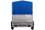 Einachsanhänger 200×125 UNITRAILER GARDEN 201 KIPP mit BIS-Seitenwänden, H-800-Rahmen und blauer Plane-Neu